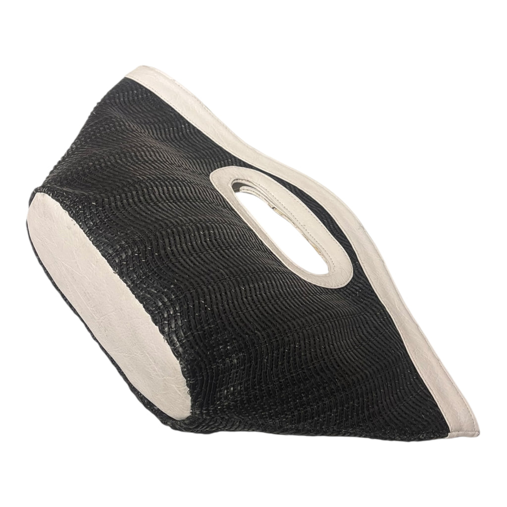Monochrome Wave Cutout Handle Tote