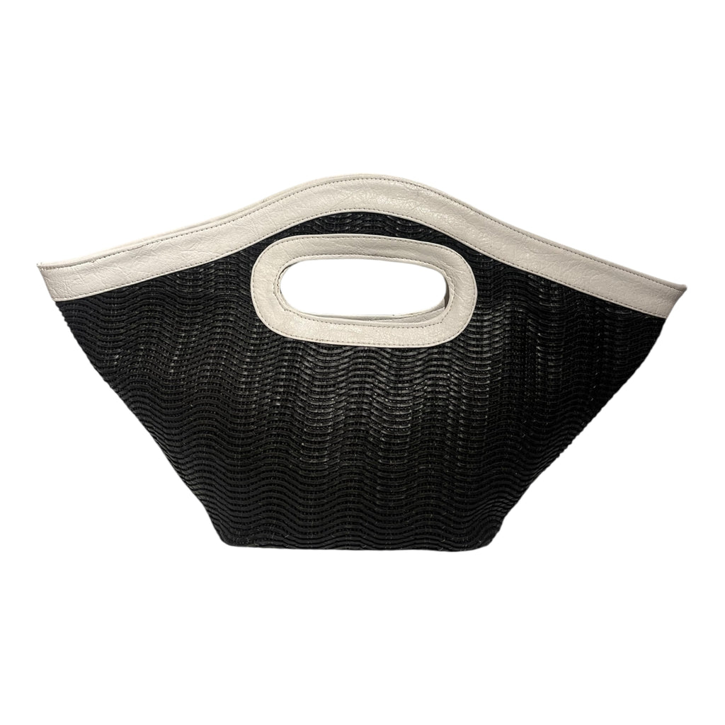 Monochrome Wave Cutout Handle Tote
