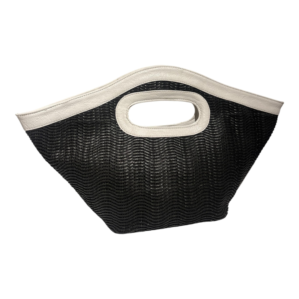 Monochrome Wave Cutout Handle Tote